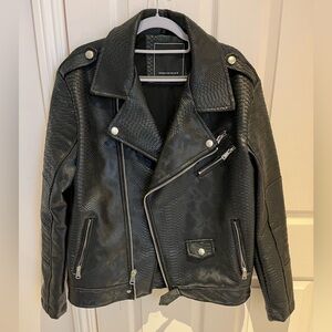 Reason Mens Faux Snakeskin Moto Jacket